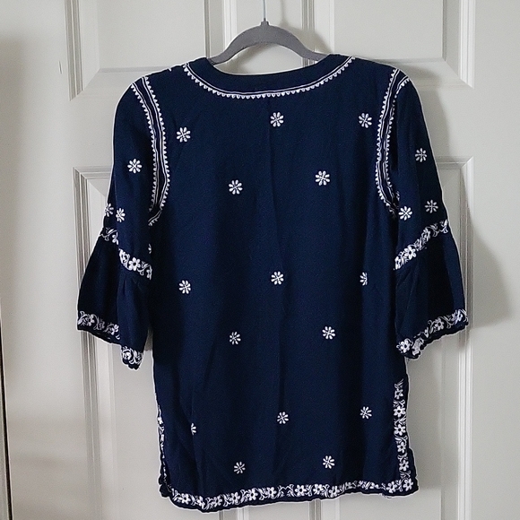 Escapada Living Navy Blue Embroidered Women's Size Small - Picture 3 of 9